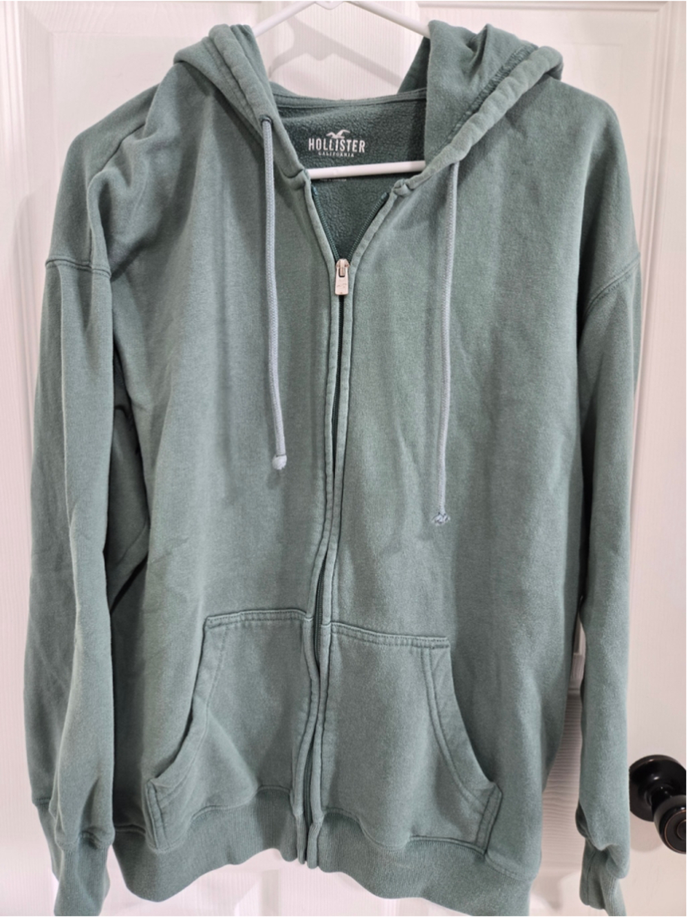 Women's Hollister Zip-Up Hoodie Sweatshirt Green Size M